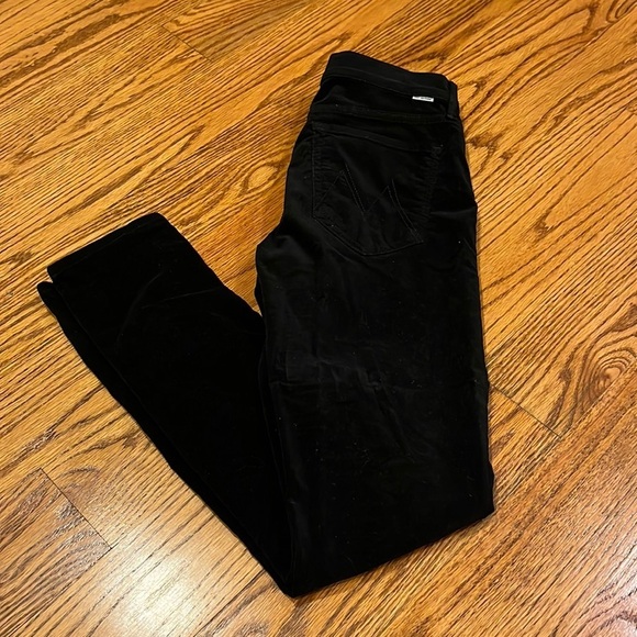 Mother Woman’s The Charmer Black Velvet Jeans Size 27 - Picture 1 of 8
